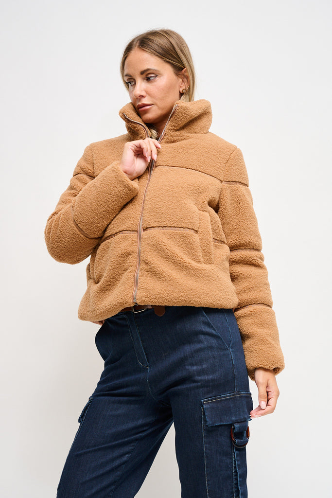 DOWN JACKET WITH ECO FUR INSERTS
