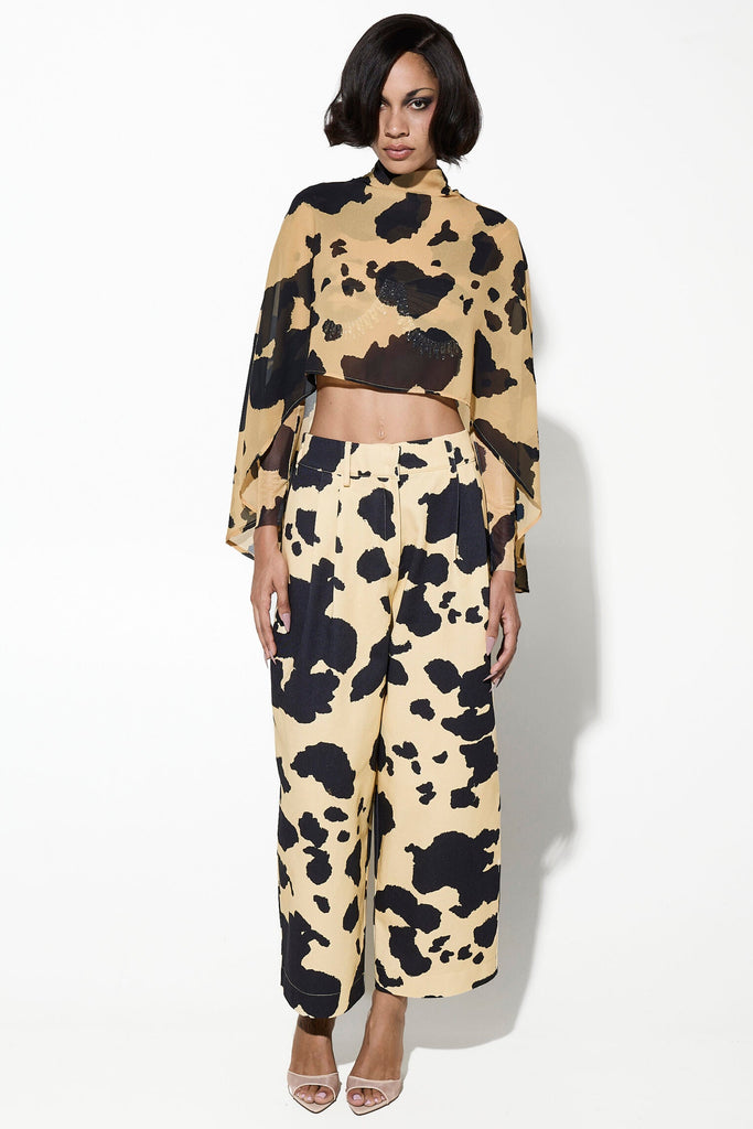 κάπα με κίτρινο cow print
