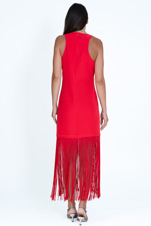 
                  
                    Load image into Gallery viewer, Κόκκινο μακρύ φόρεμα με κρόσσια Teem
                  
                