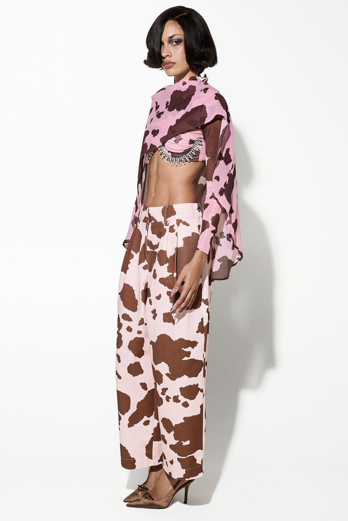 κάπα ασύμετρη διαφάνεια με cow print milkwhite