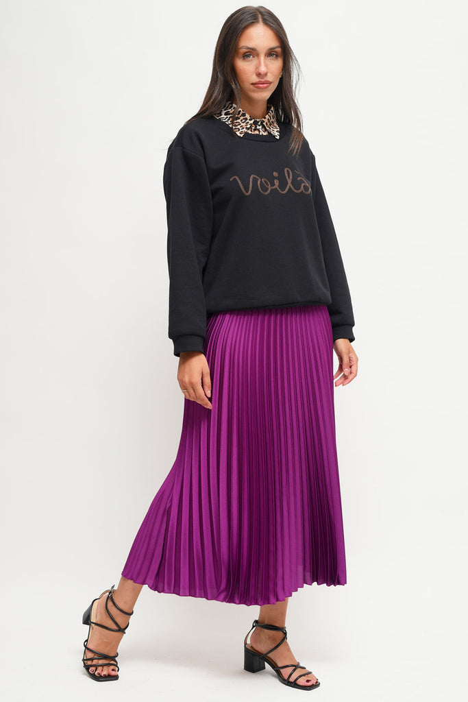 Φούστα Midi Pleated Μωβ