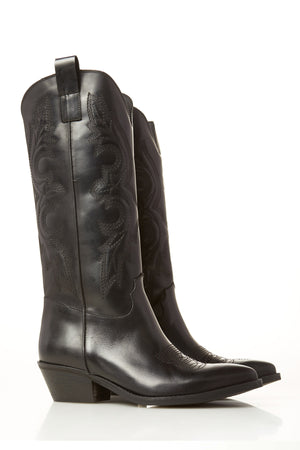 
                  
                    Load image into Gallery viewer, Μπότες Δερμάτινες Μαύρες  Ovye - Cowboy Boot
                  
                