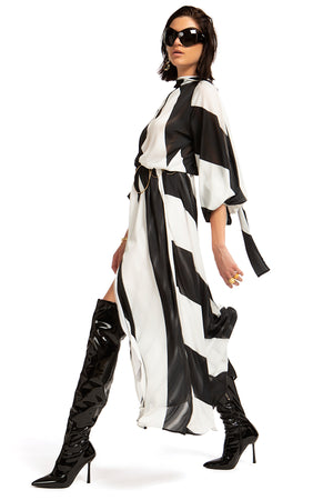 
                  
                    Φόρτωση εικόνας στο πρόγραμμα προβολής συλλογής, Φόρεμα Μακρύ άσπρο μαύρο πριντ Teem
                  
                