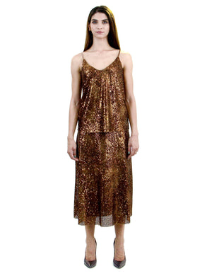 
                  
                    Load image into Gallery viewer, Φούστα midi bronze με παγέτες - Laceboutique.gr
                  
                