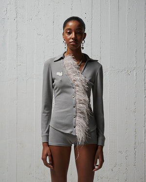 
                  
                    Load image into Gallery viewer, Long Sleeve Polo Top With Feathers
                  
                
