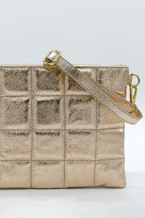 
                  
                    Load image into Gallery viewer, Bag - Leather Gold Clutch Luise
                  
                