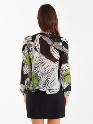 
                  
                    Load image into Gallery viewer, Floral print, Black &amp;amp; White Blouse - Blouse Black White Print
                  
                