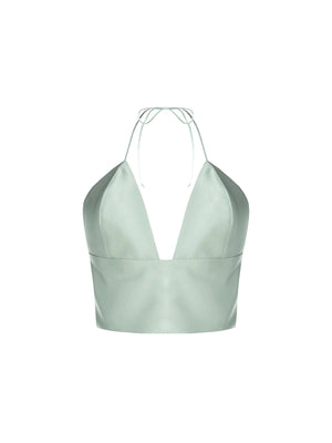 
                  
                    Load image into Gallery viewer, Satin bralette top - Satin green pastel blouse
                  
                