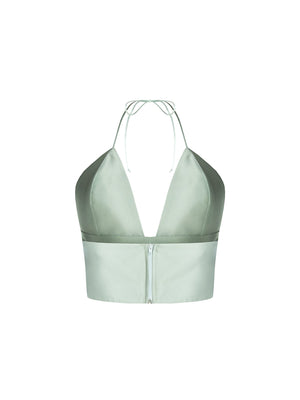 
                  
                    Load image into Gallery viewer, Satin bralette top - Satin green pastel blouse
                  
                