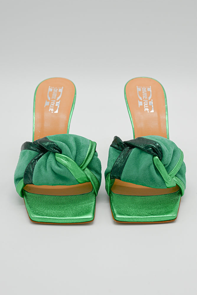 
                  
                    Load image into Gallery viewer, Heeled Sandals - Green Leather Sandals
                  
                