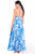 Long Satin Dress with Blue Print