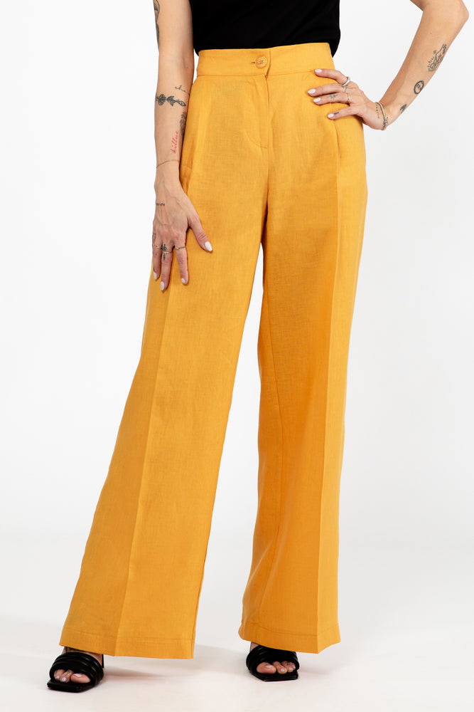 
                  
                    Load image into Gallery viewer, Linen Pants - Mustard Yellow
                  
                