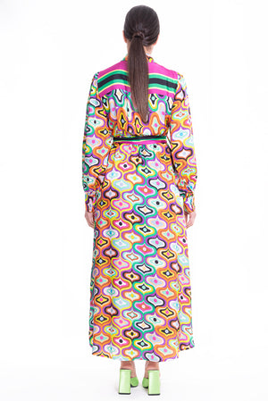 
                  
                    Load image into Gallery viewer, Long Motel Dress with Colorful Belt
                  
                
