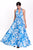 Long Satin Dress with Blue Print