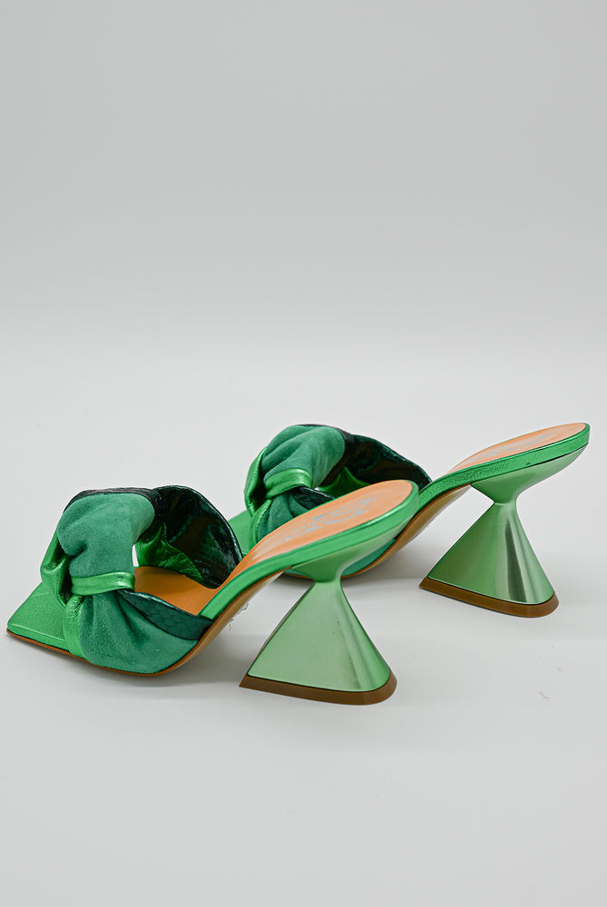 
                  
                    Load image into Gallery viewer, Heeled Sandals - Green Leather Sandals
                  
                
