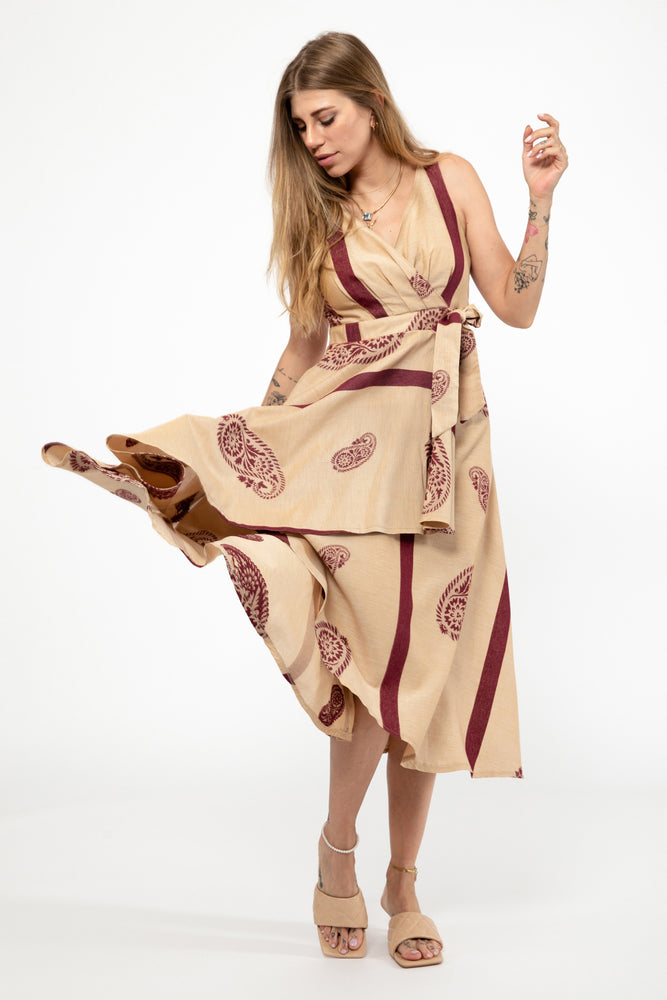 
                  
                    Load image into Gallery viewer, Asymmetric Midi Dress Brown
                  
                