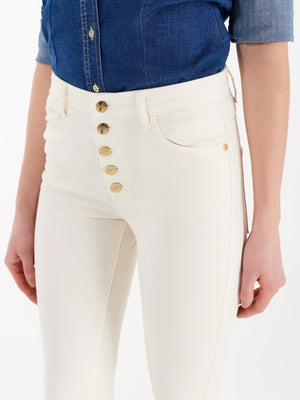 
                  
                    Load image into Gallery viewer, Cotton canvas trousers, ivory - Beige Pants
                  
                