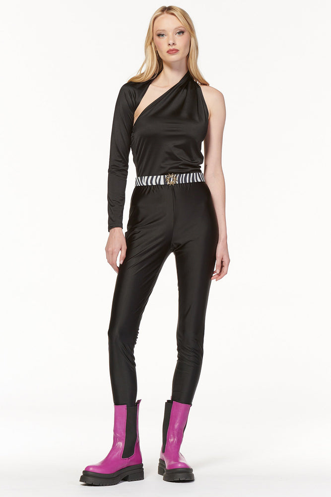 
                  
                    Load image into Gallery viewer, Black Lycra Top with asymmetric neck
                  
                