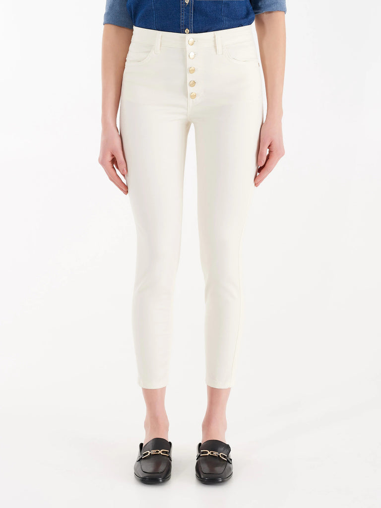 Cotton canvas trousers, ivory - Beige Pants