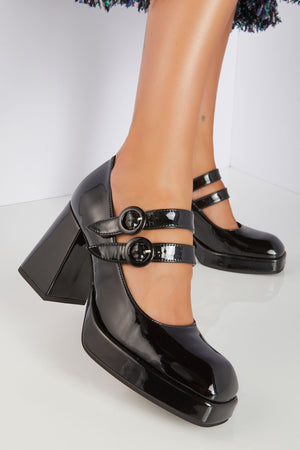 
                  
                    Load image into Gallery viewer, Leather Black Patent heels
                  
                